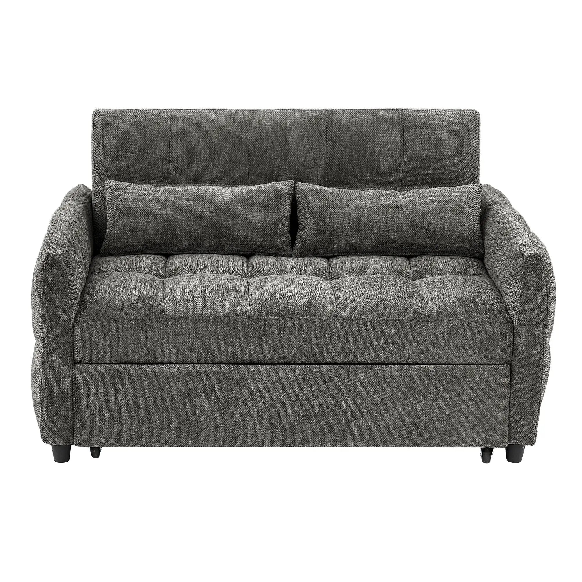 Loveseat Sofa Pull-Out Bed With Adjustable Backrest, 3 USB Ports And 2 Lumbar Pillows For Living Room by HouseOfZazla