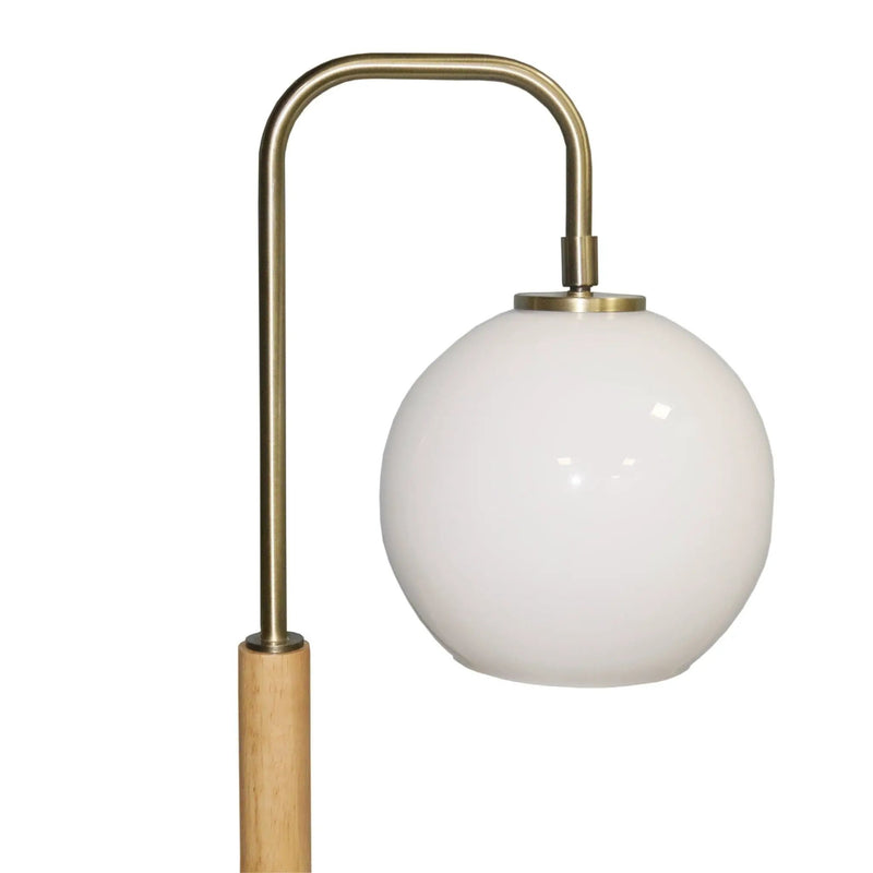 Bedside Table Lamp With Globe Lampshade - White by HouseOfZazla