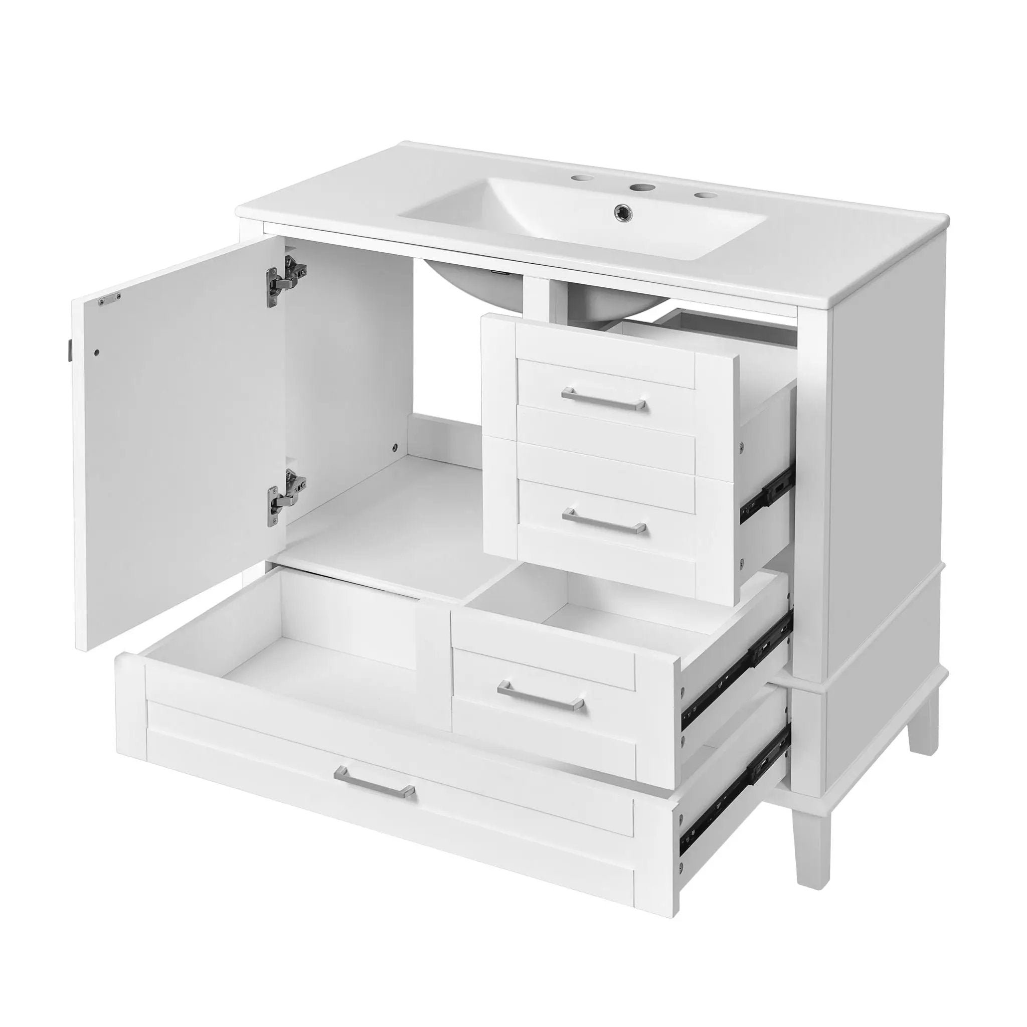 Bathroom Vanity, Modern Bathroom Cabinet With Sink Combo Set, Bathroom Storage Cabinet With A Soft Closing Door And 3 Drawers, Solid Wood Frame by HouseOfZazla