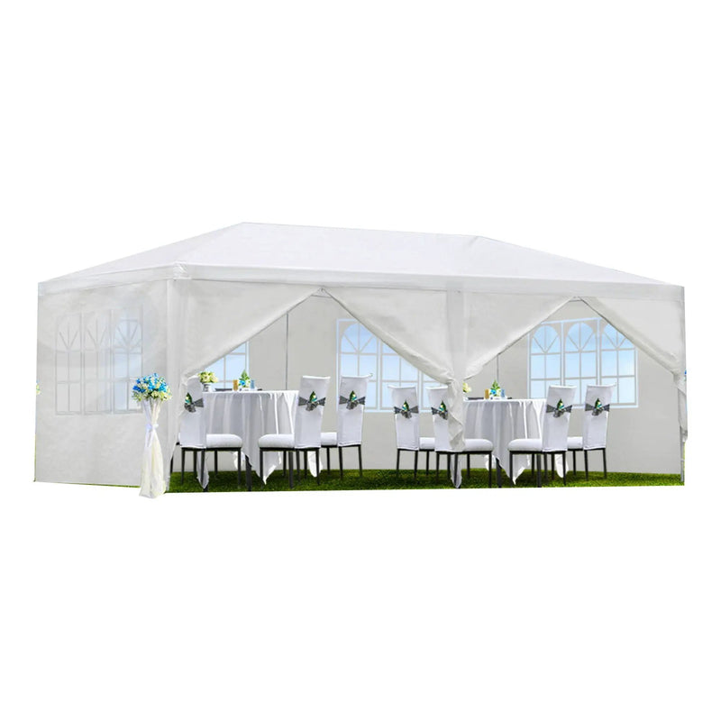 Wedding Party Canopy Tent Outdoor Gazebo With 6 Removable Sidewalls - White by HouseOfZazla