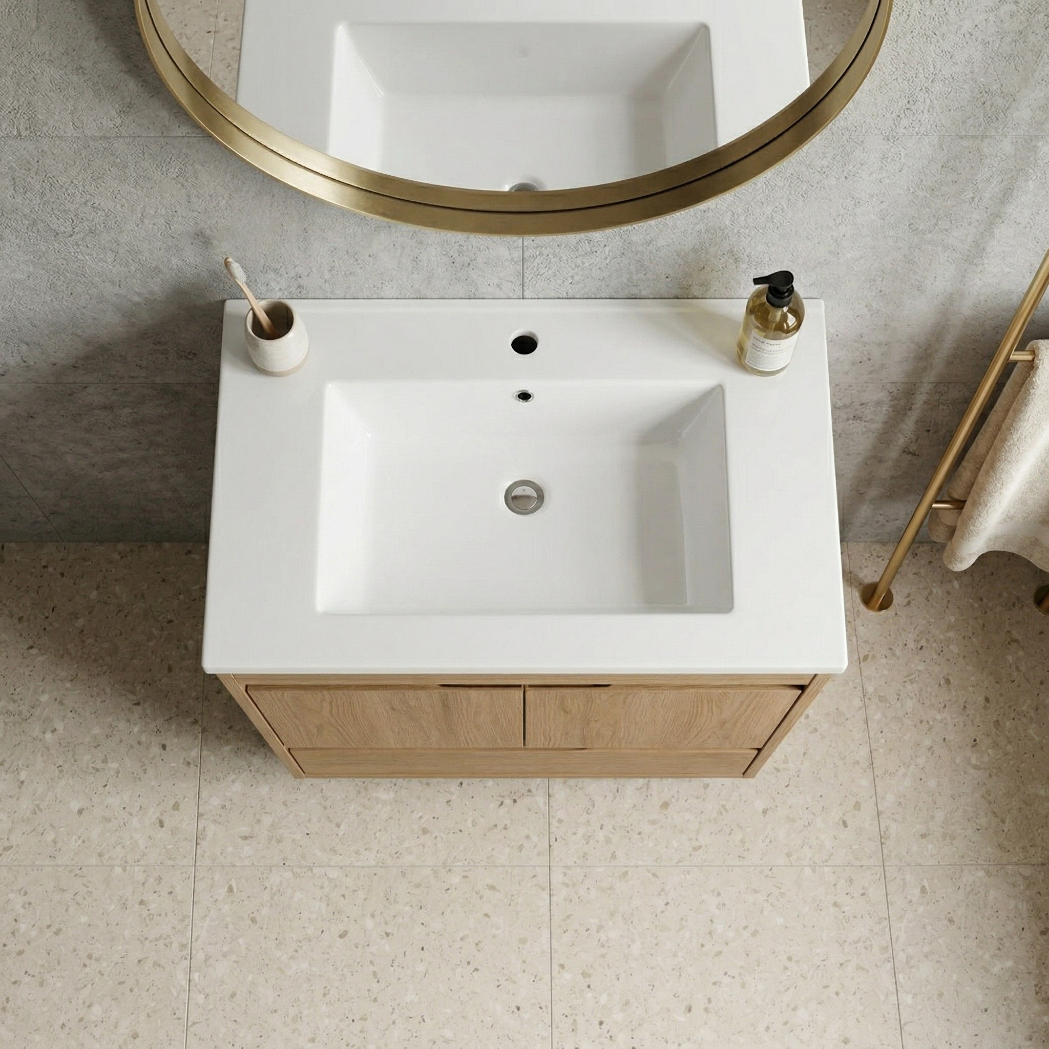 30Inch x 18.5Inch Ceramic Bathroom Vanity Sink Top with Single Hole by HouseOfZazla