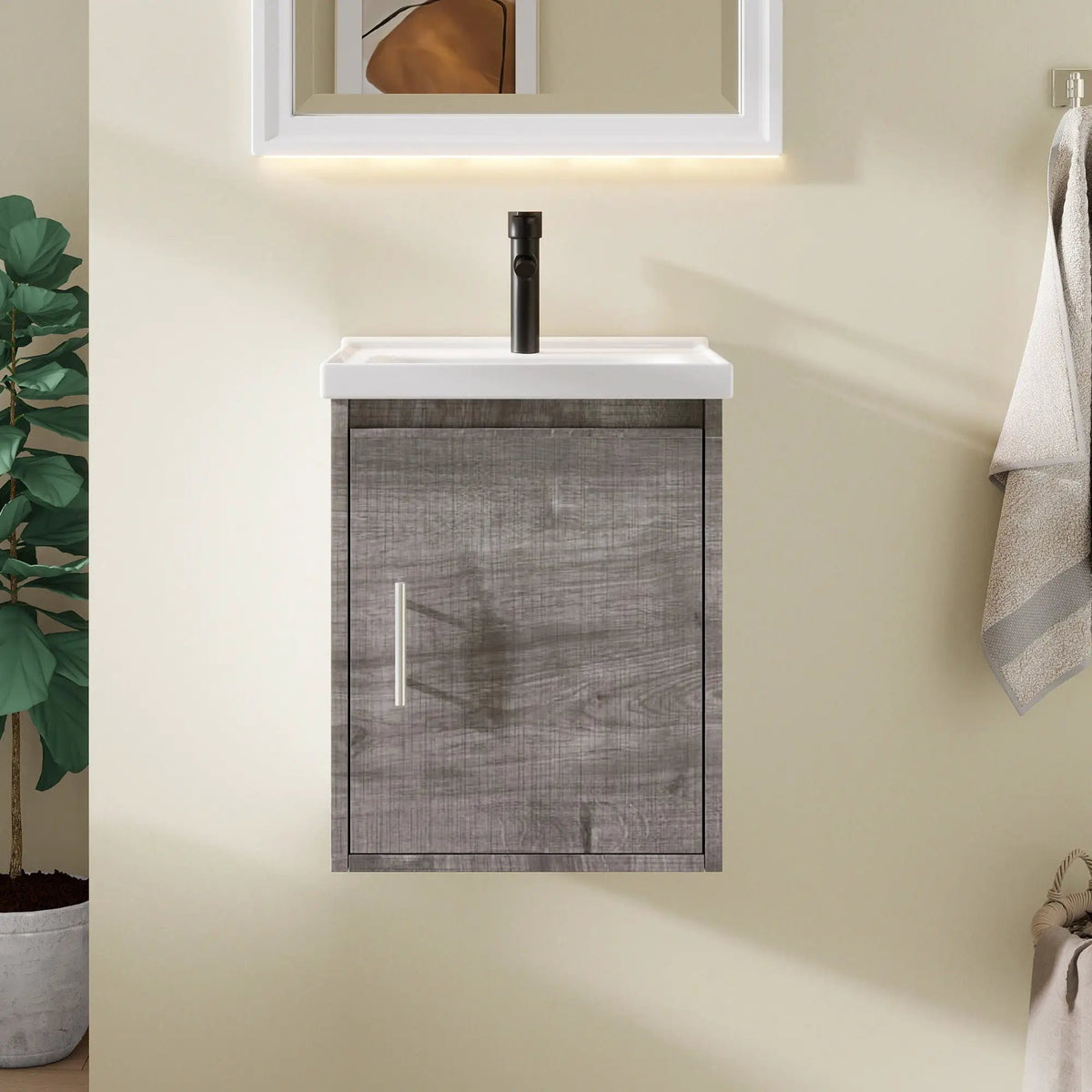 16" Floating Bathroom Vanity, Wall Mounted Plywood Cabinet by HouseOfZazla
