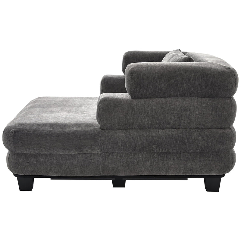 Oversized Chaise Lounge Sofa Bed with Deep Seat and Layered Armrests by HouseOfZazla