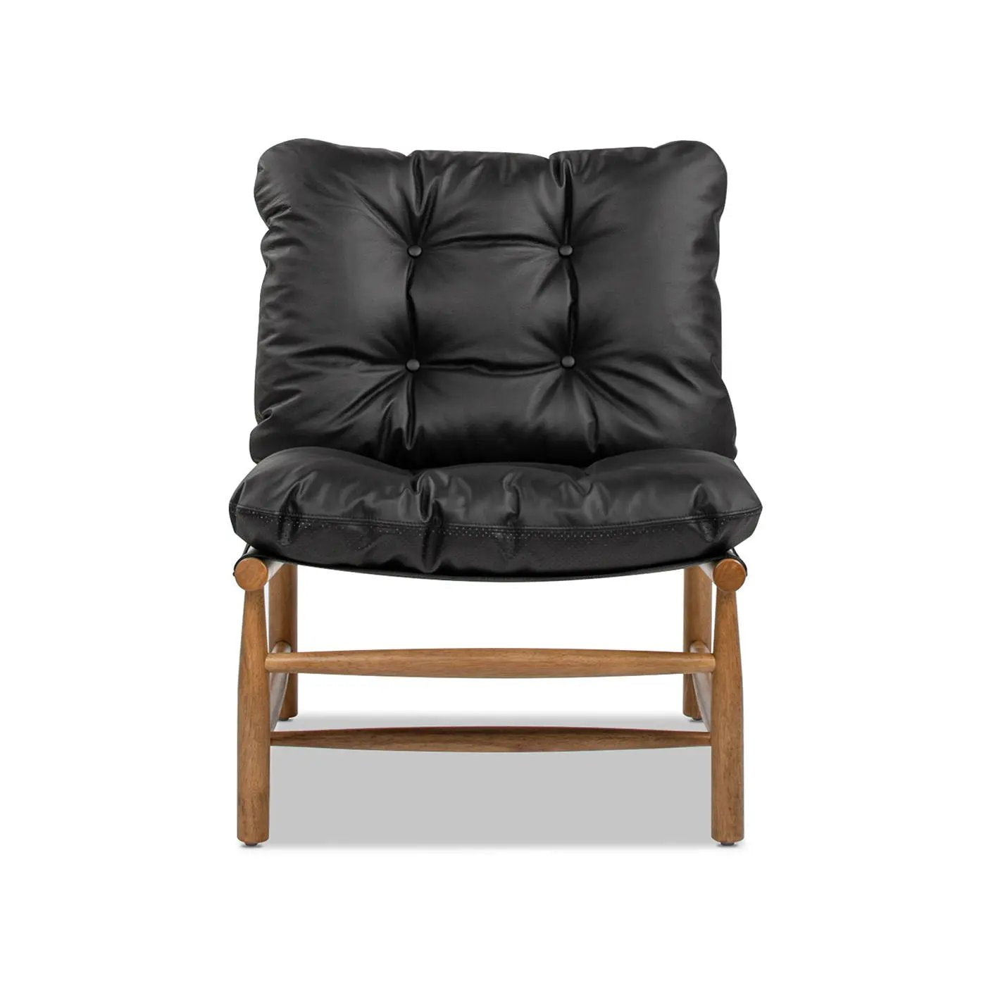 Oxford Leather Mid-Century Modern Accent Chair - Noir Black by Unique Piece Furniture