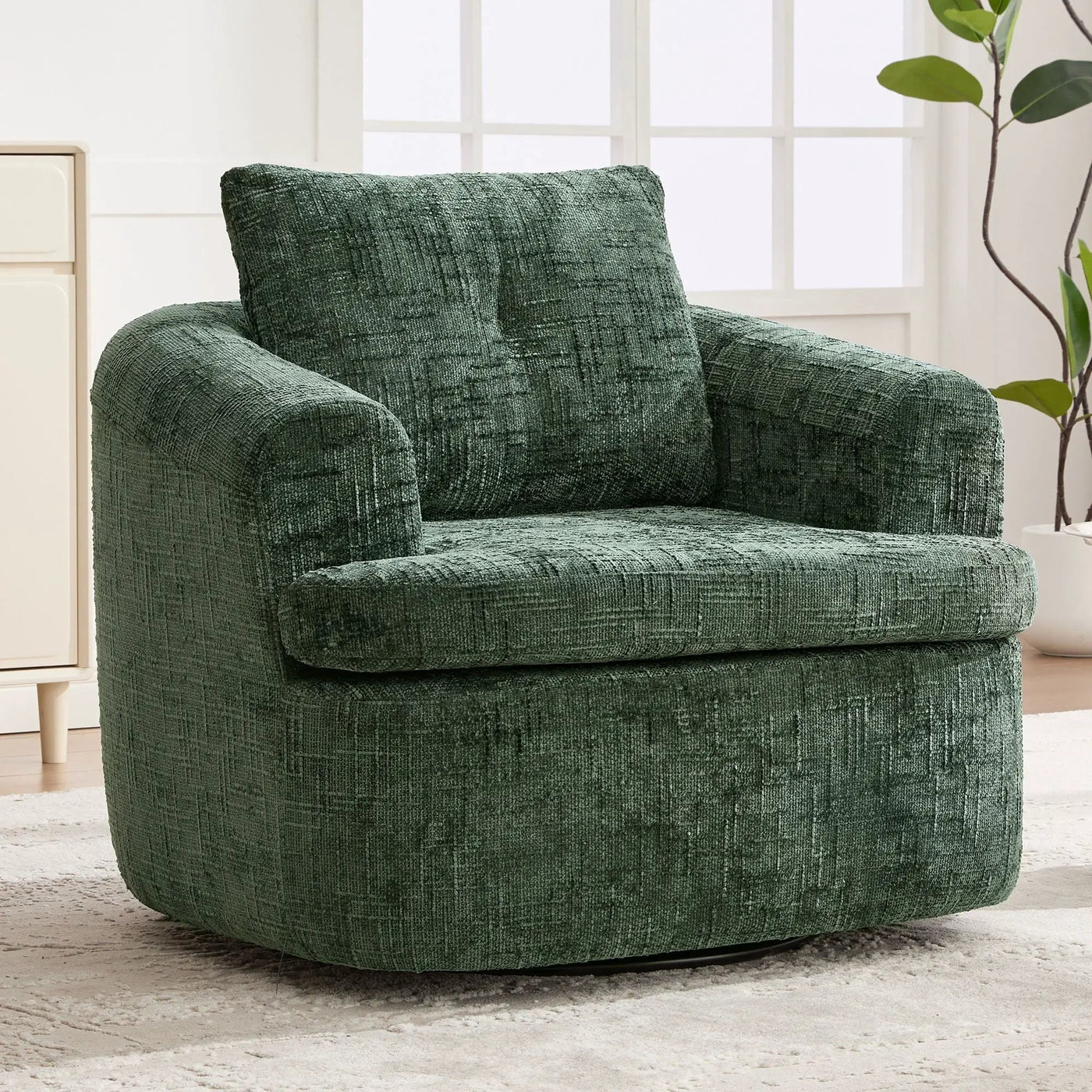 Modern Swivel Barrel Chair With Dual-Layer Cushion by Unique Piece Furniture