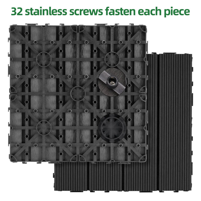 Tiles 9PCS Waterproof Outdoor and Indoor Flooring for Patio, Balcony, Porch, Backyard, Bedroom by HouseOfZazla