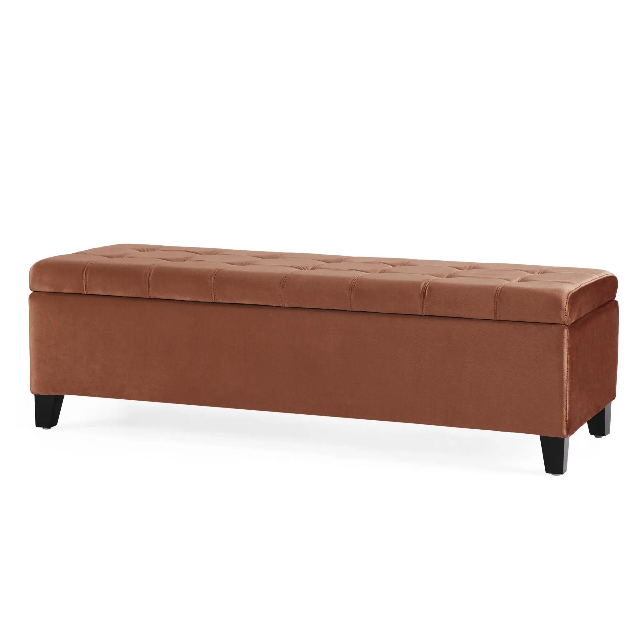Wendover Elegant Tufted Storage Bench With Lift-Up Top And Birch Wood Legs by HouseOfZazla