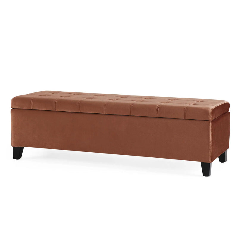 Wendover Elegant Tufted Storage Bench With Lift-Up Top And Birch Wood Legs by HouseOfZazla