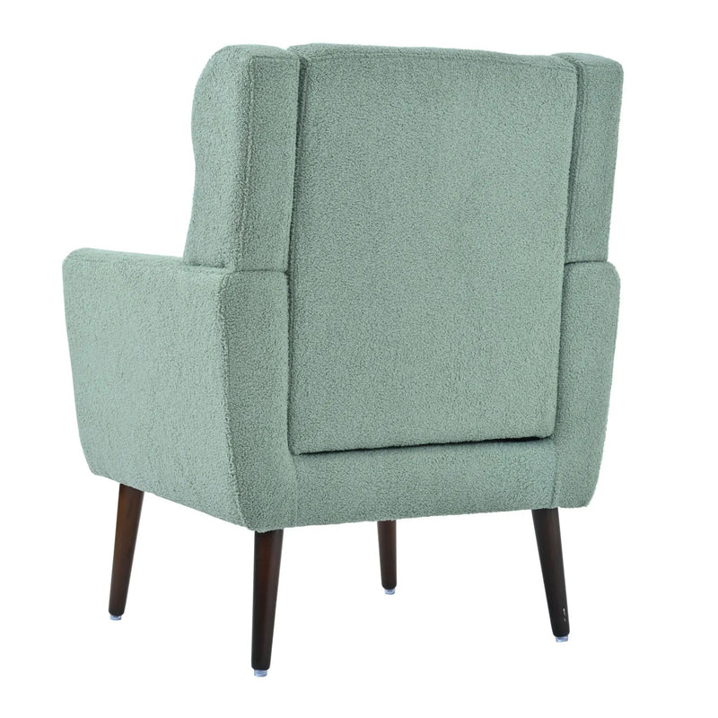Modern Accent Chair, Teddy Fabric Living Room Chairs Comfy Reading Chair, Mid Century Accent Chair, Lounge Arm Chairs Armchair For Living Room Bedroom - Light Green by HouseOfZazla