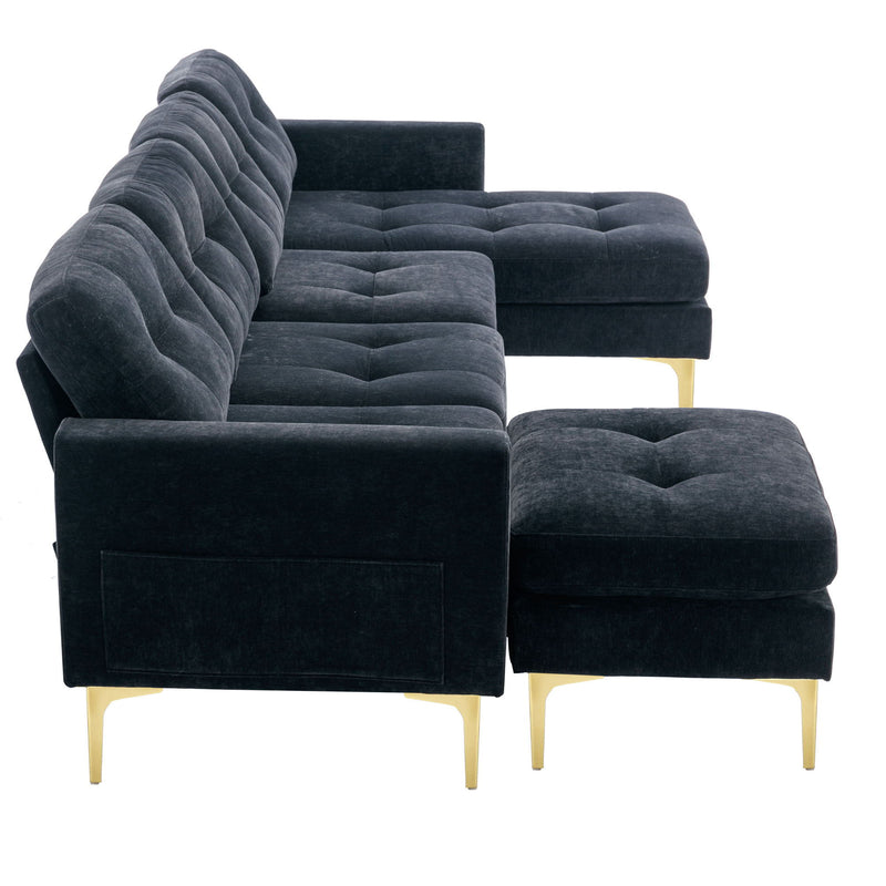 Modern L - Shape Convertible Sectional Sofa With Movable Ottoman by HouseOfZazla