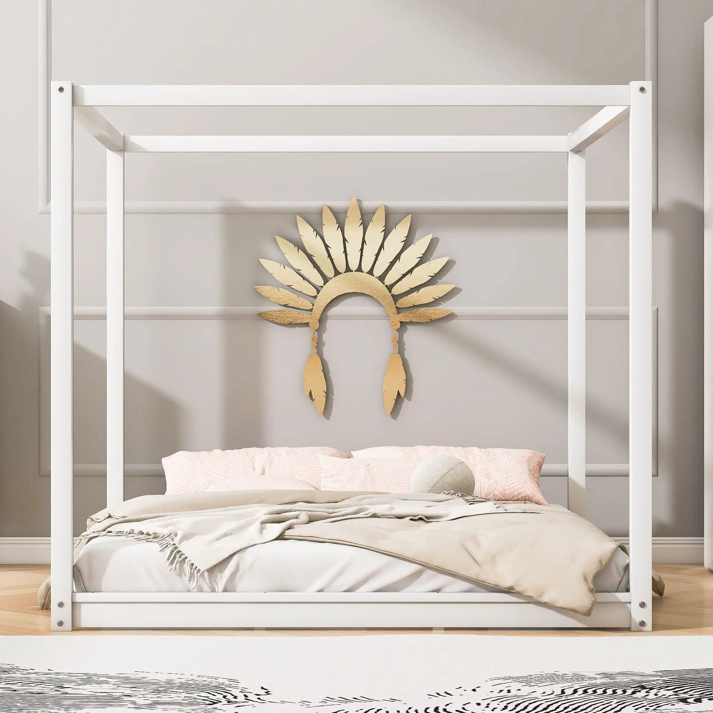 Wood Canopy Platform Bed With Support Legs And Airflow Slats by Unique Piece Furniture