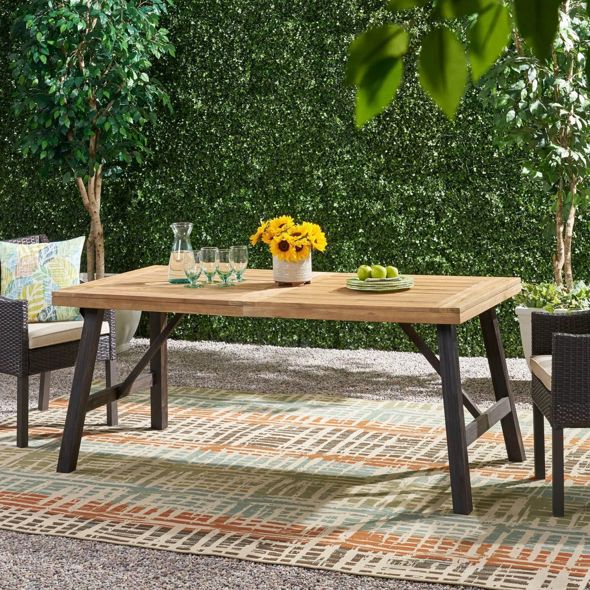 Outdoor Weather Resistant Dining Table With Slat Panel Design by HouseOfZazla
