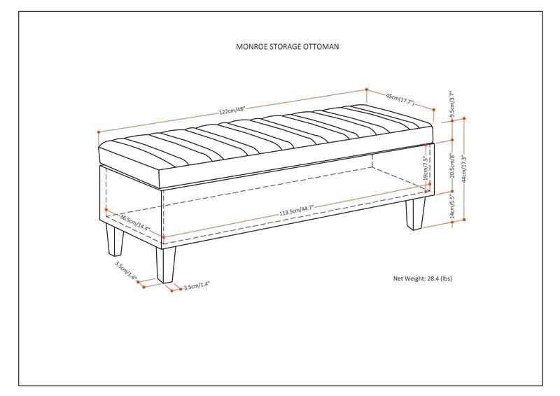 Monroe - Upholstered Storage Ottoman by HouseOfZazla