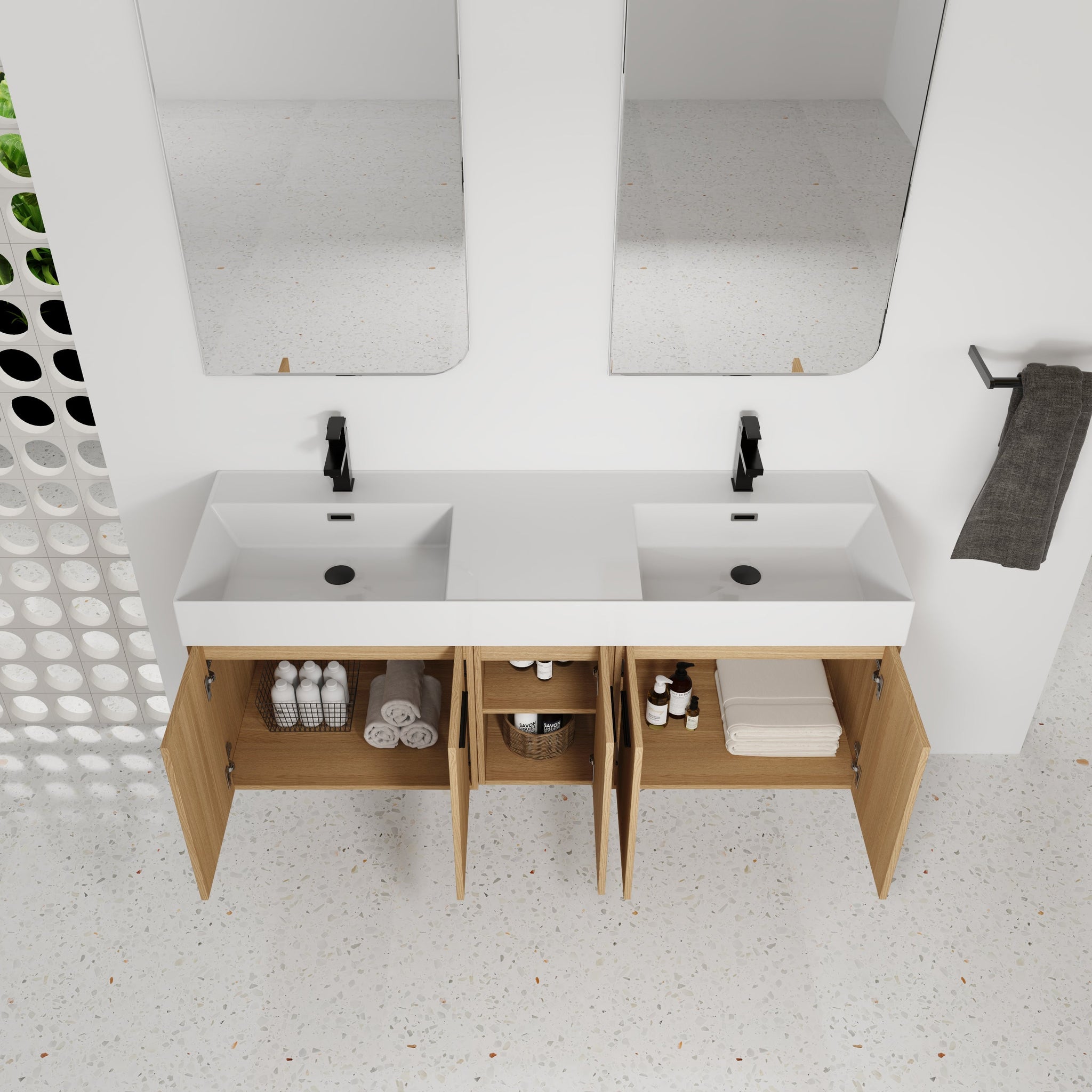 60" Floating Double Sink Bathroom Vanity with Extra-Large Storage by HouseOfZazla