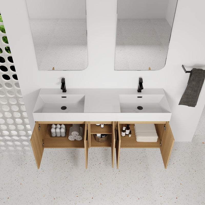 60" Floating Double Sink Bathroom Vanity with Extra-Large Storage by HouseOfZazla