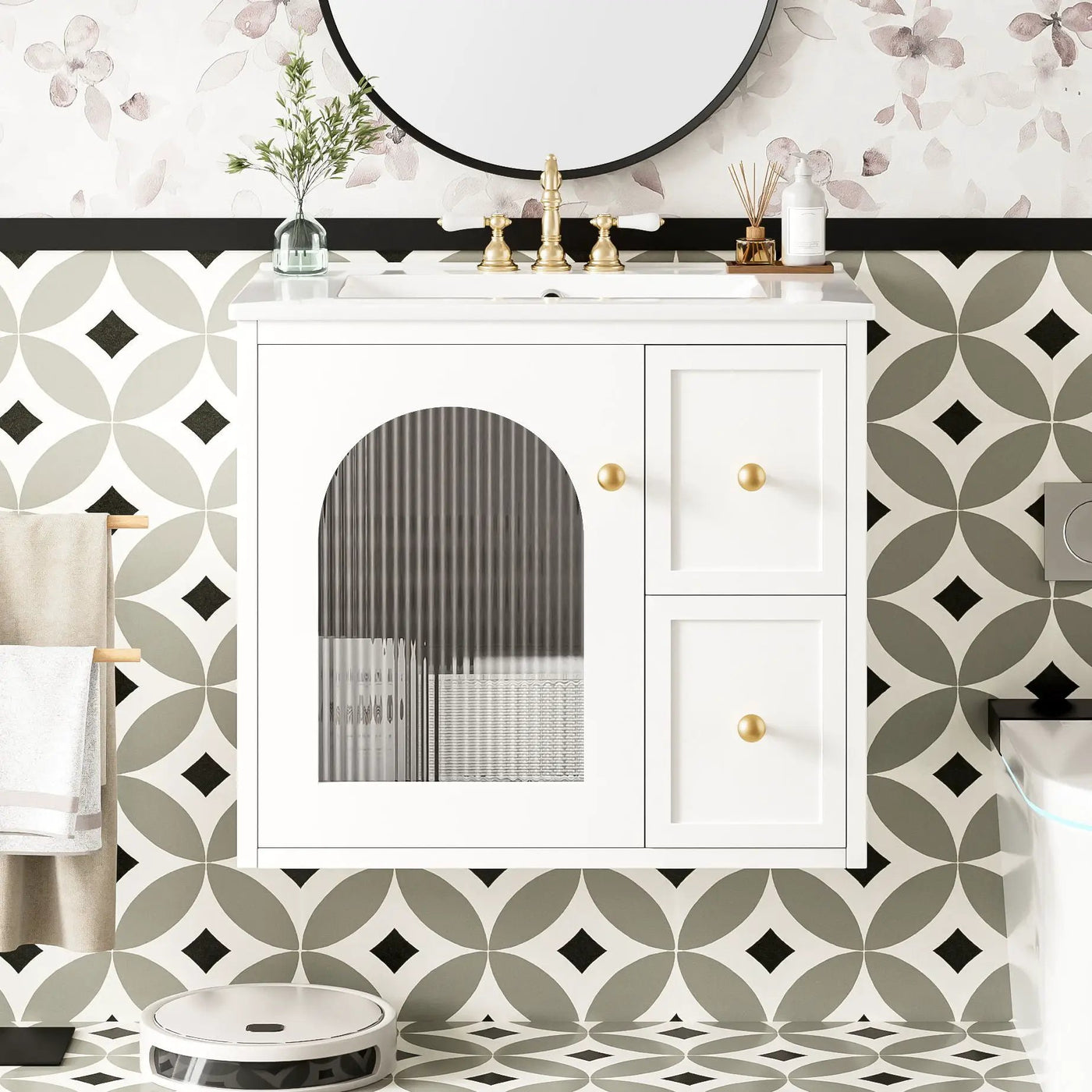 Wall-Mounted Bathroom Vanity Set With Sink, 2 Drawers And Soft-Close Door by Unique Piece Furniture