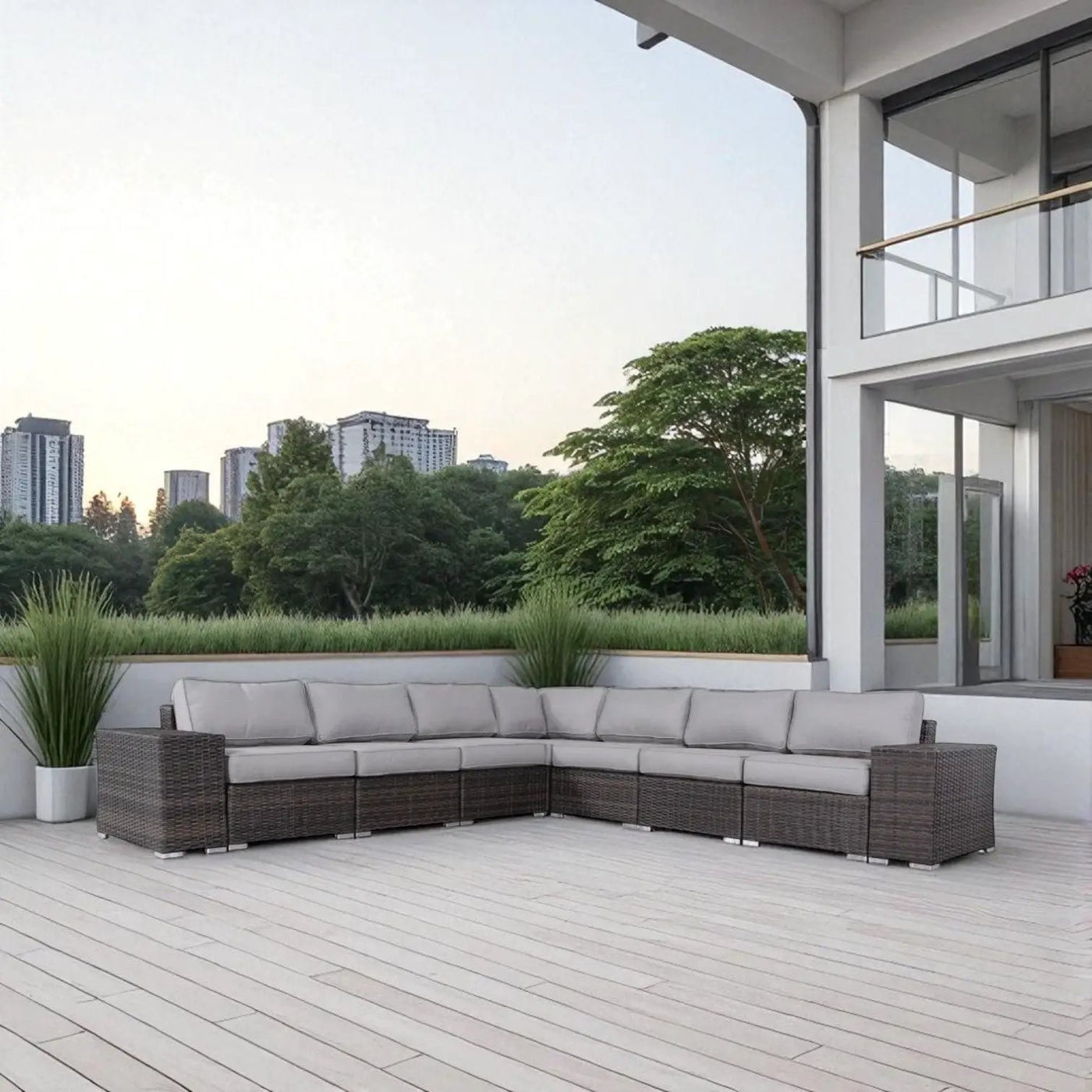 Rattan Sectional Sofa Set With Cushions by HouseOfZazla