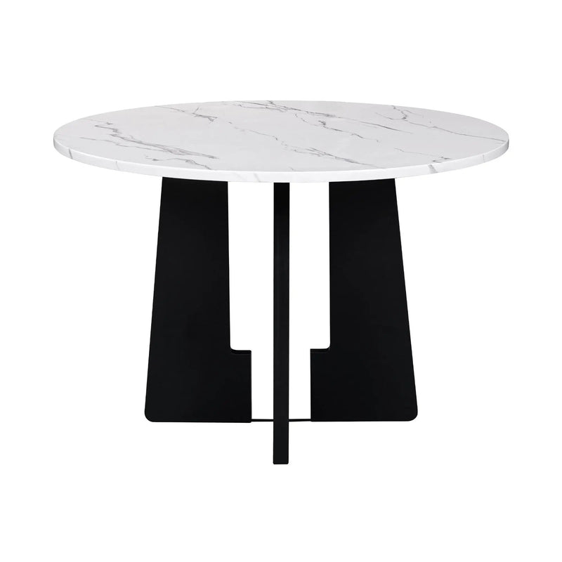 5 Piece Round Dining Table Set, Dining Table And 4 Upholstered Chairs For Dining Room, Kitchen Room, Living Room - White / Gray by HouseOfZazla
