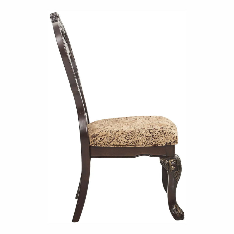 Elegant Style Beautiful Side Chairs 2 Piece Set Cherry With Tipping Fabric Upholstered Traditional Dining Furniture - Cherry by Unique Piece Furniture