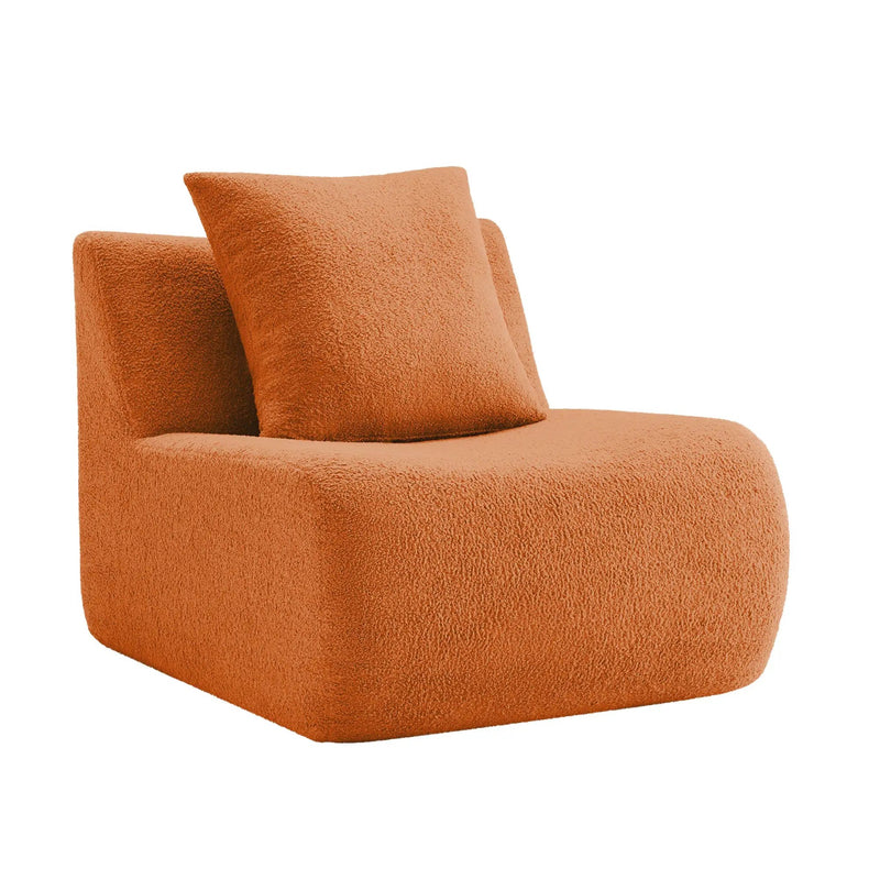 Armless Sofa With Pillow Teddy Fabric - Orange by HouseOfZazla