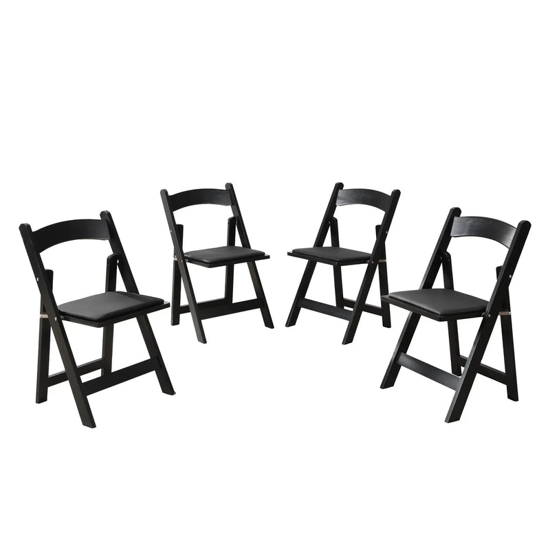 Solid Wood Upholstered Folding Chair Set, Dining Room (Set of 4) by HouseOfZazla