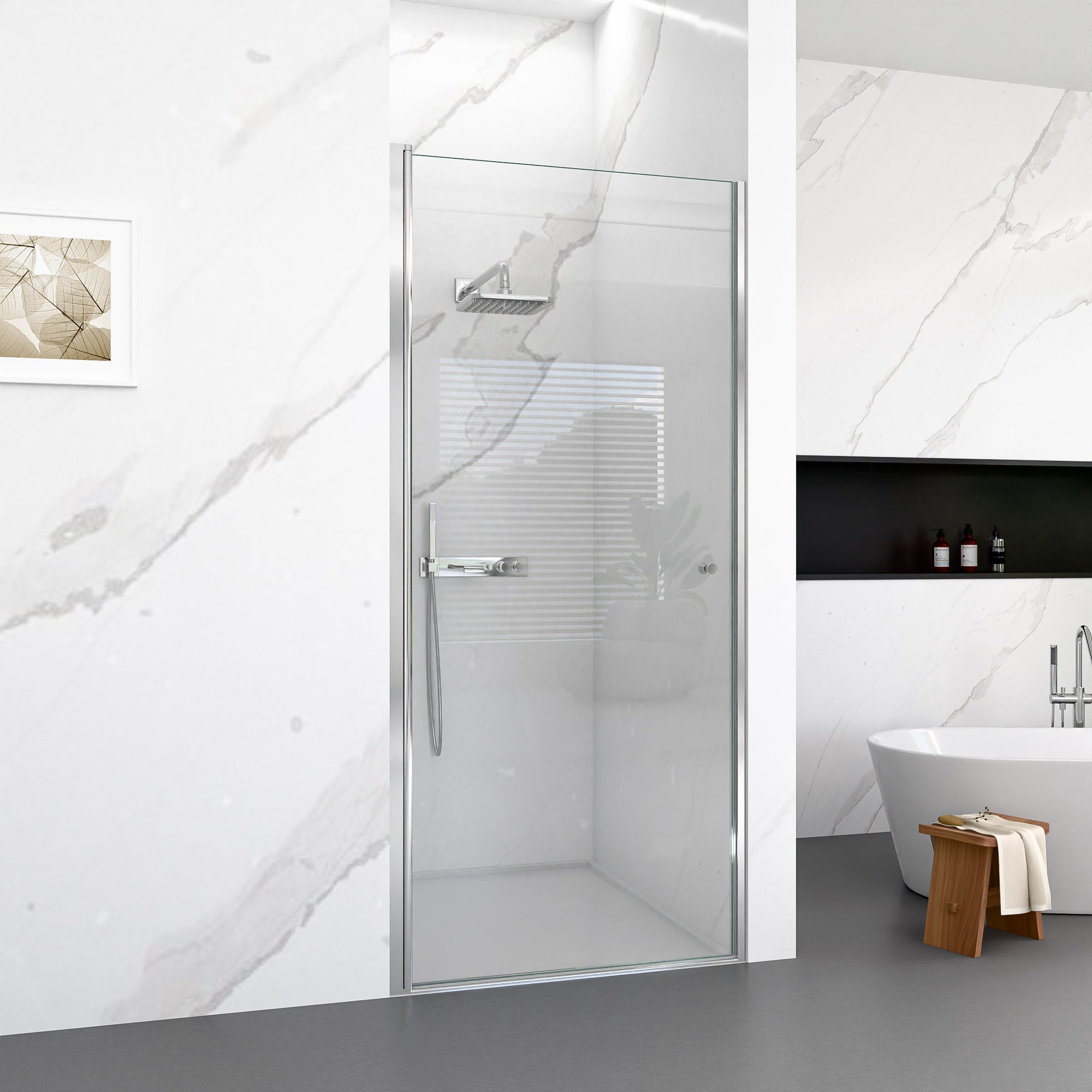 32"W x 72"H Frameless Circular Pivot Shower Door by HouseOfZazla