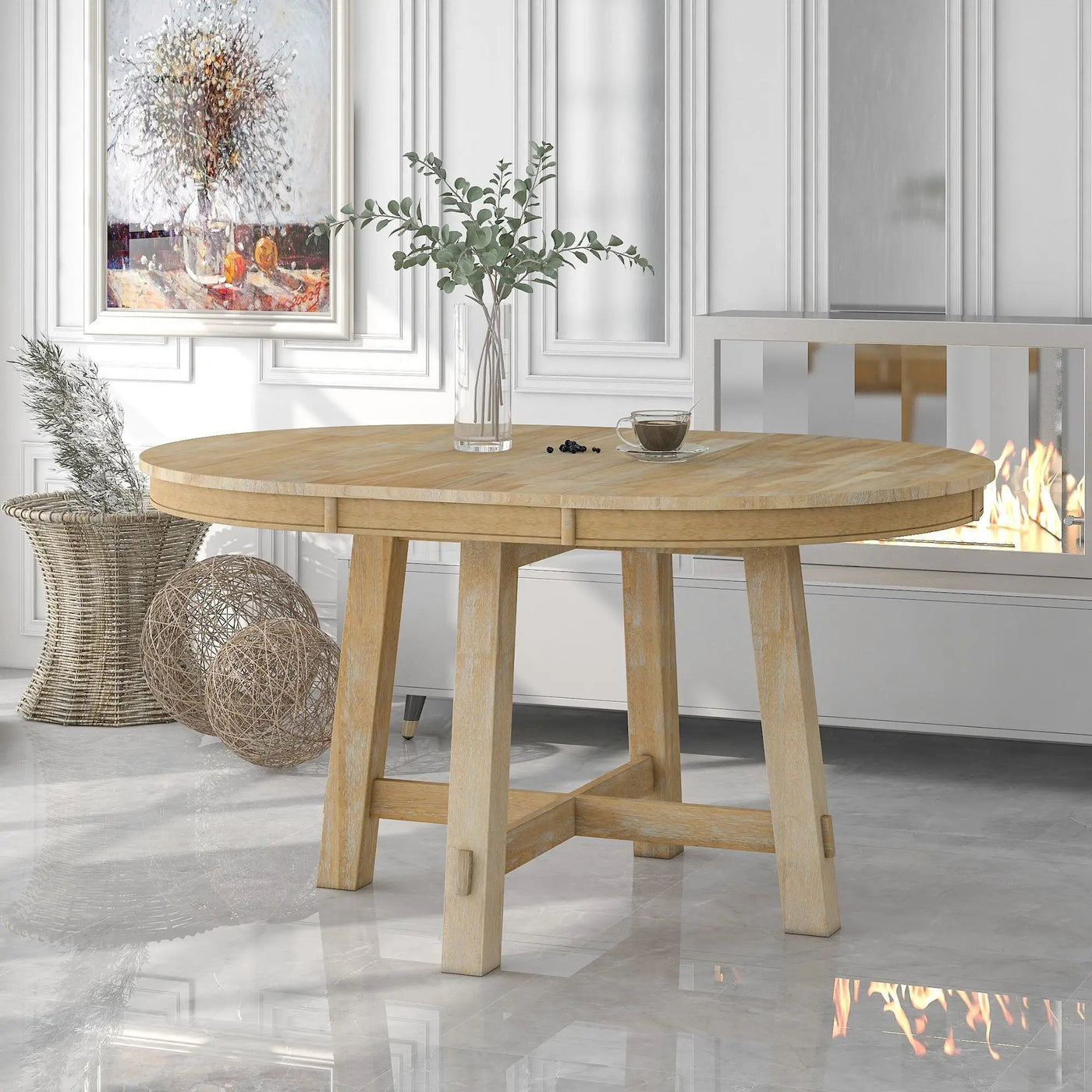 Gia - Round Extendable Dining Table With 16" Leaf Wood by Unique Piece Furniture