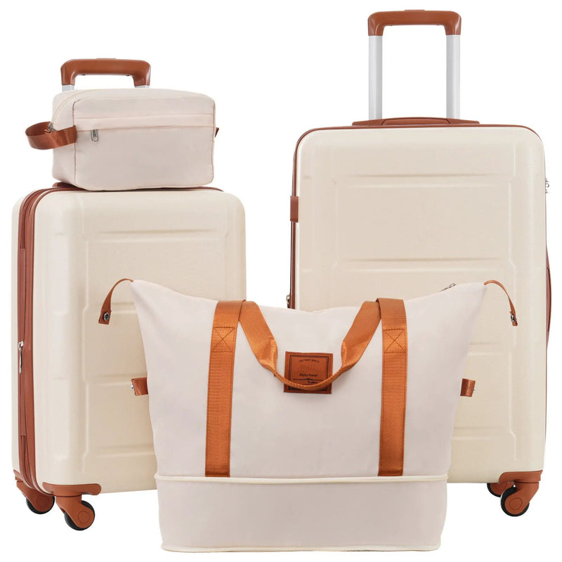 2 Piece Luggage Set With Bags Expanable Spinner Wheels ABS Lightweight Suitcase With Tsa Lock 20" / 24" by HouseOfZazla