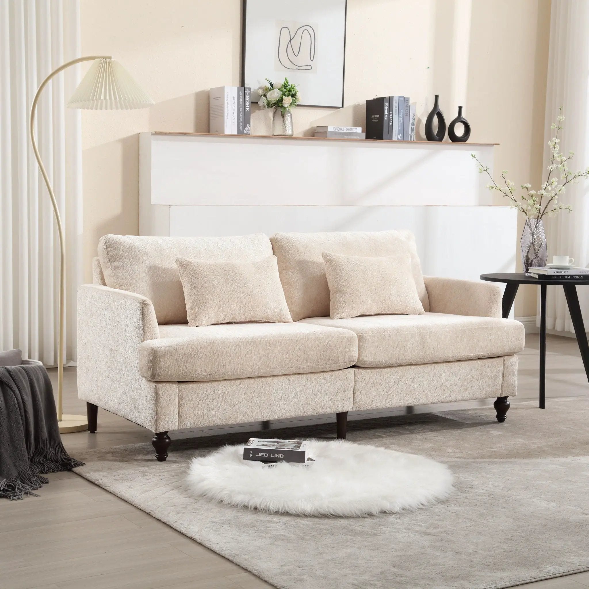 Mid Century Modern Fabric Loveseat Sofa, 2 Seat Upholstered Couch by Unique Piece Furniture