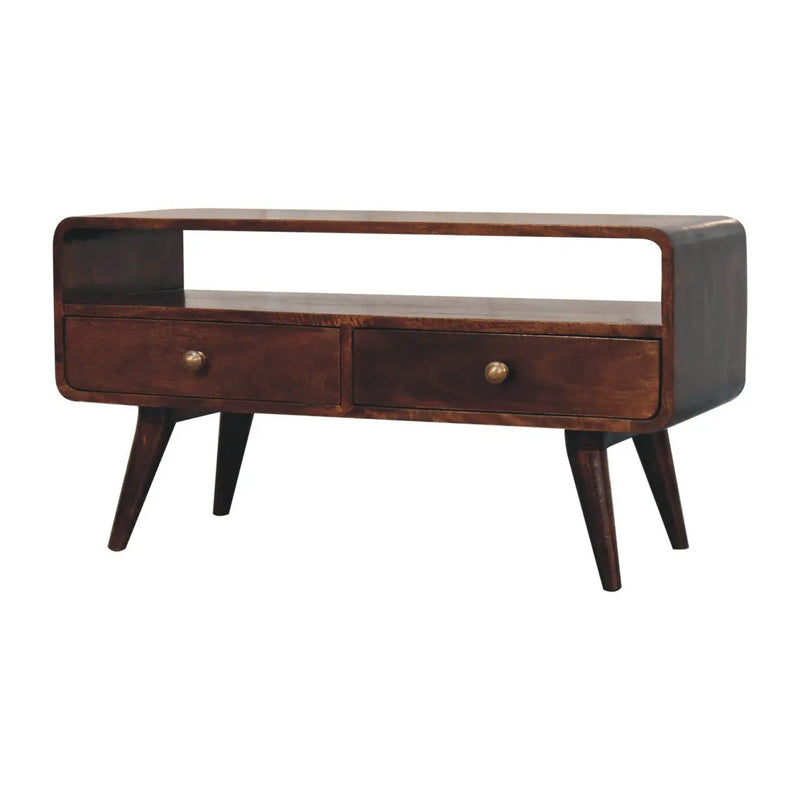Solid Wood Curved Media Unit by HouseOfZazla