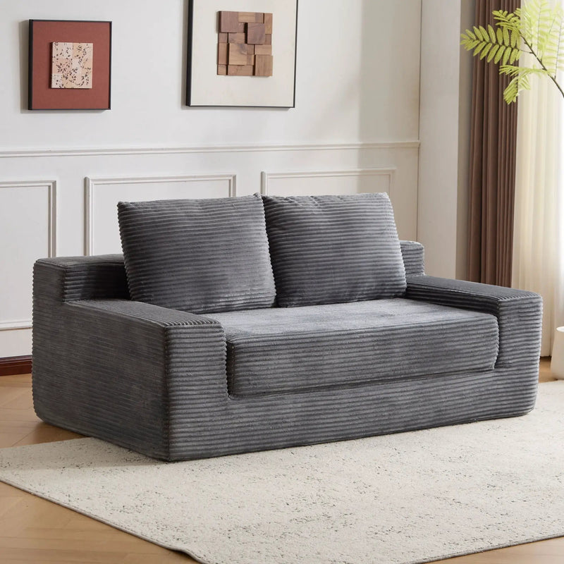 Comfortable Deep Seat Loveseat Sofa Bed, Reversible Cushion With Pillows by HouseOfZazla