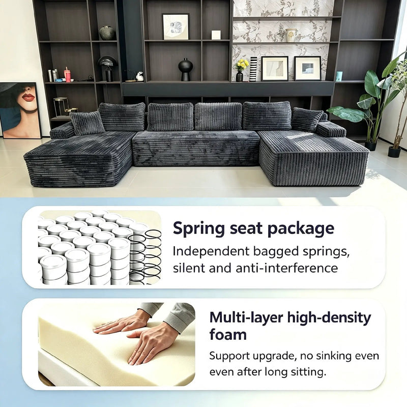 131" U-Shape Cloud Sectional Couch by HouseOfZazla