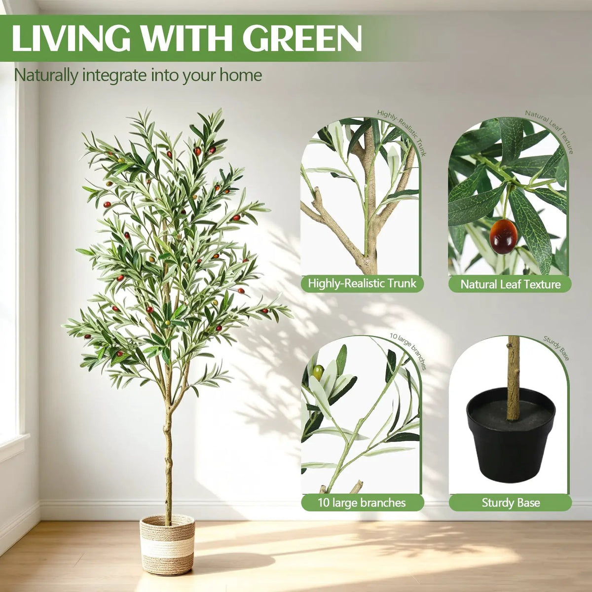 6FT Artificial Olive Tree Indoor Faux Plant by HouseOfZazla