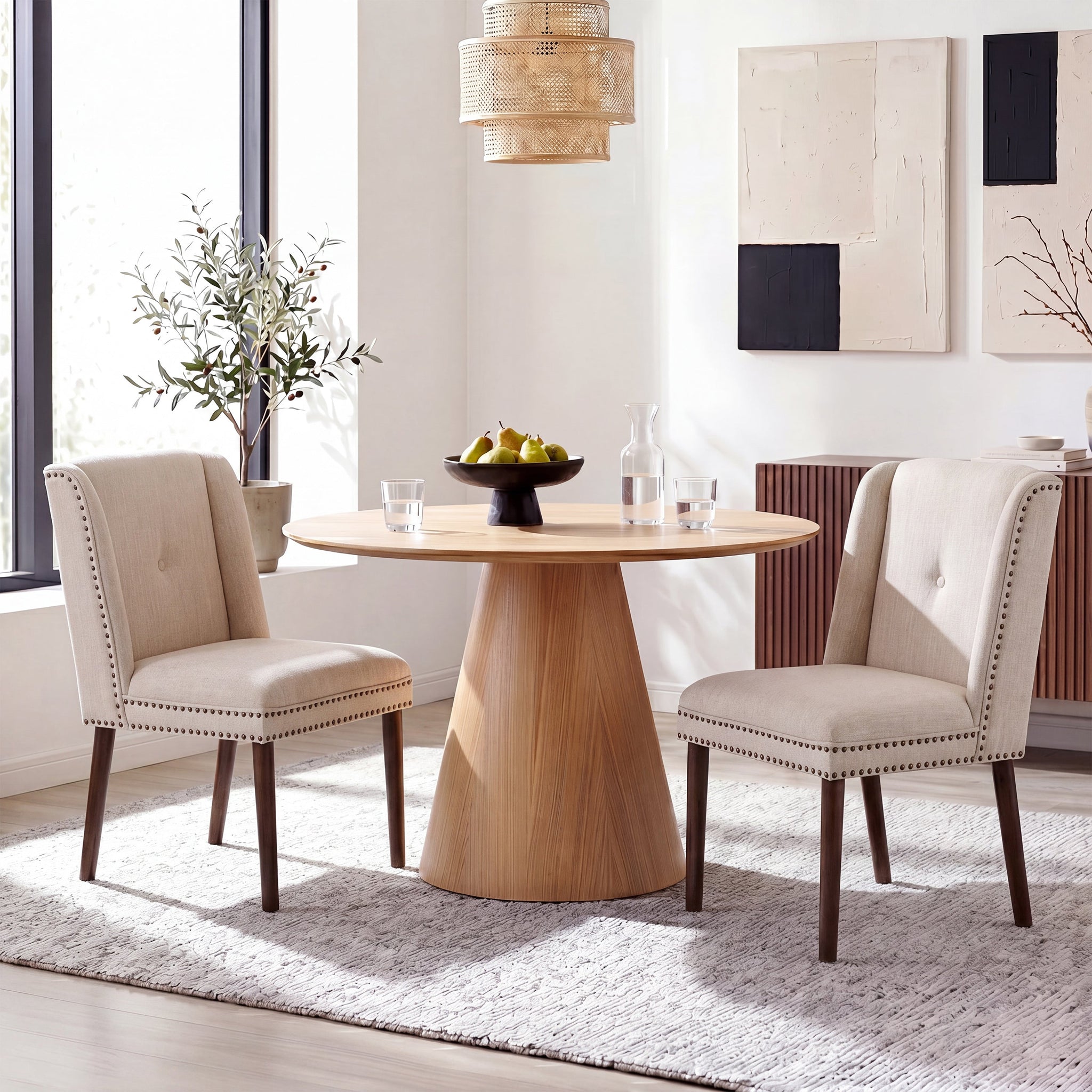Light Luxury Rivet Upholstered Dining Chair Set of 2 by HouseOfZazla
