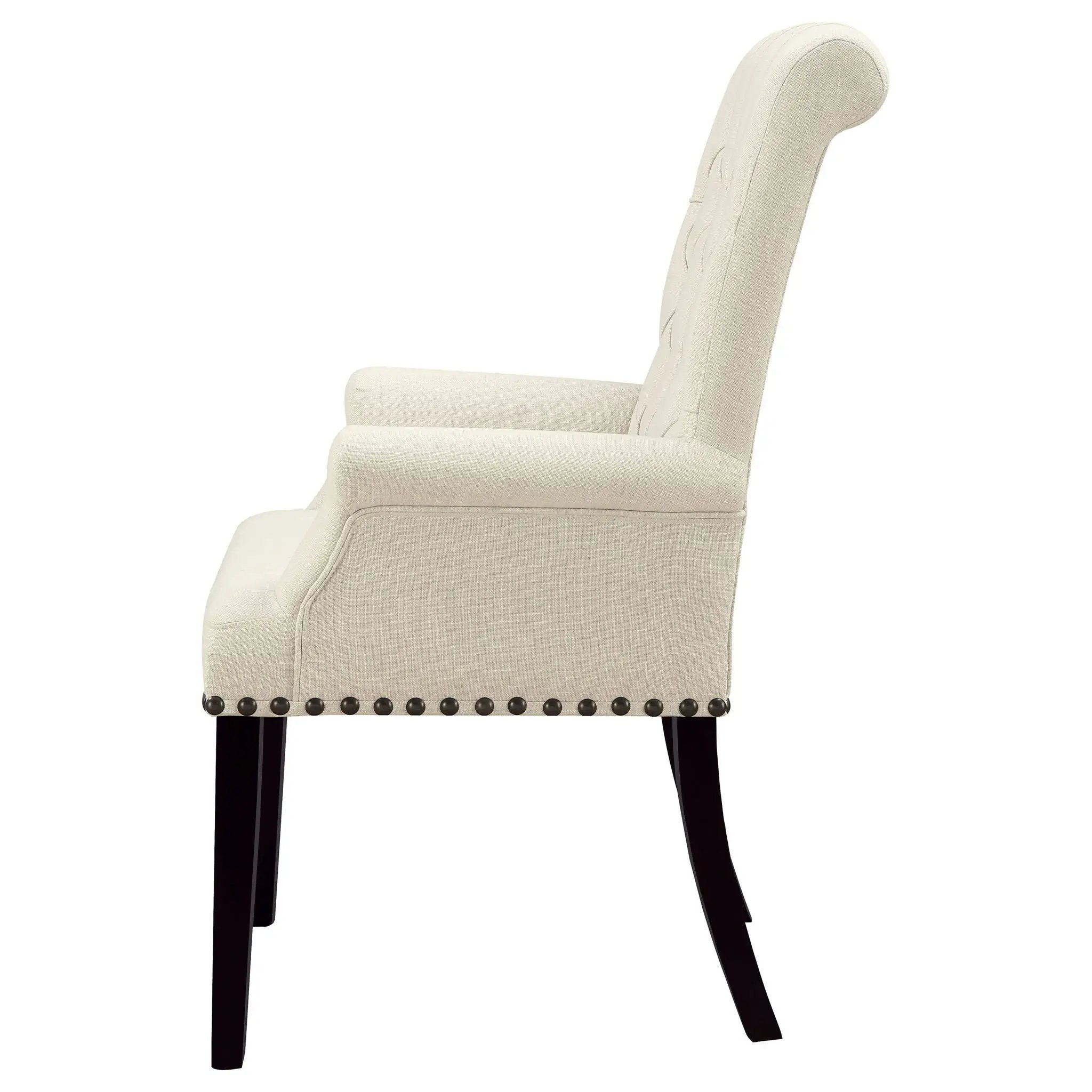 Vaughn - Upholstered Dining Chair With Tapered Legs And Nailhead Trim - Beige by HouseOfZazla