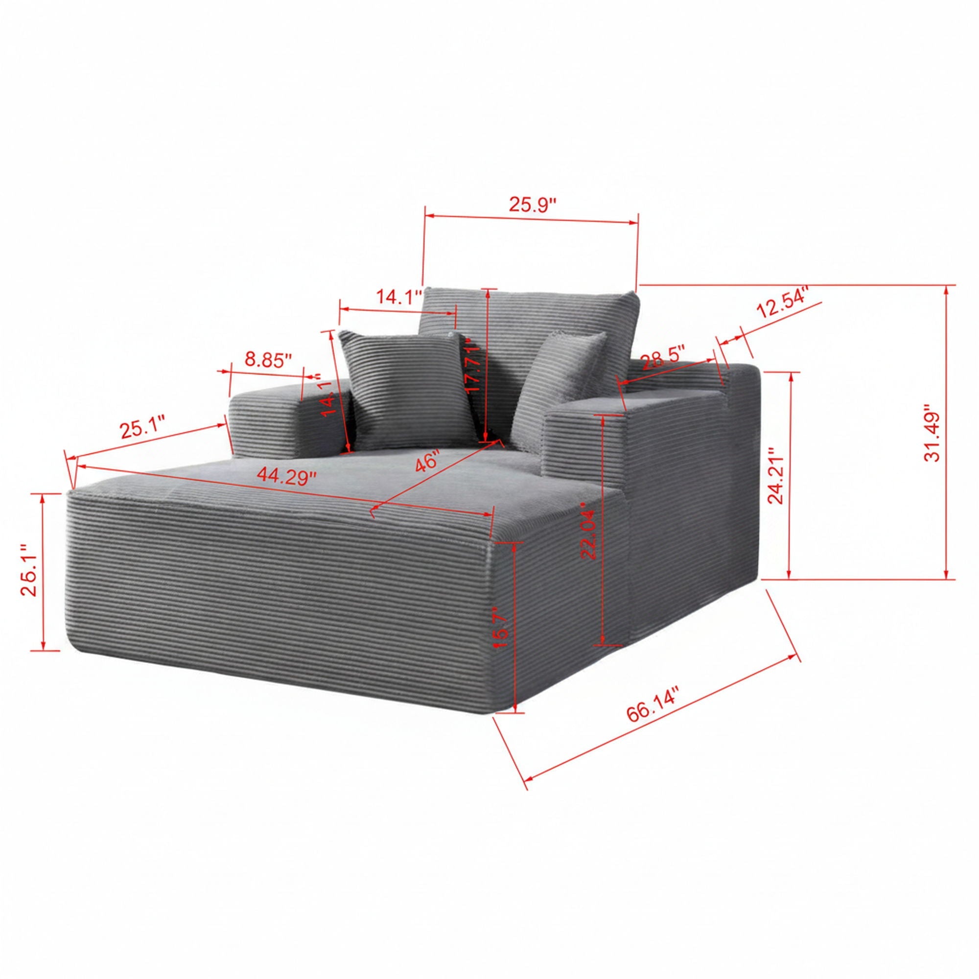 Convertible Chaise Lounge Chair With Wide Armrest & Throw Pillows by HouseOfZazla