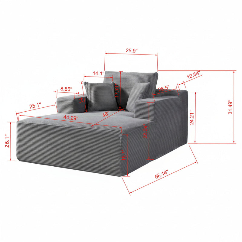 Convertible Chaise Lounge Chair With Wide Armrest & Throw Pillows by HouseOfZazla