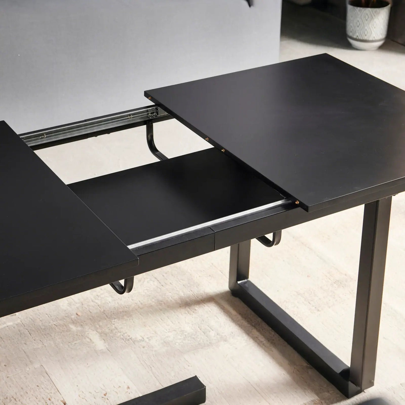 Square Extendable Dining Table With Metal Leg, Modern Space Saving Kitchen Table For Living Room by HouseOfZazla