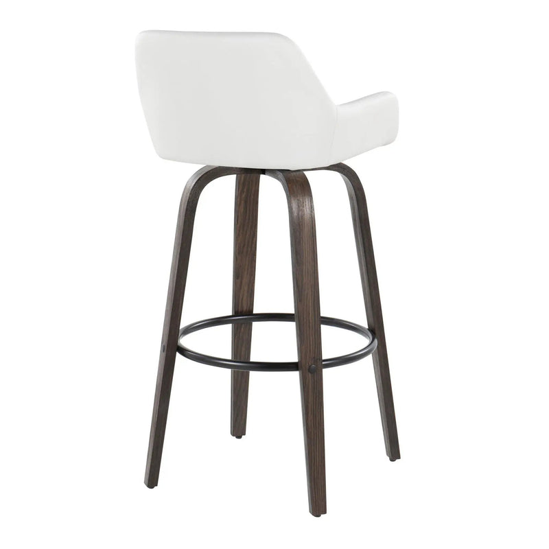 Daniella - Contemporary Fixed Height, Barstool With Swivel With Round Footrest (Set of 2) by HouseOfZazla