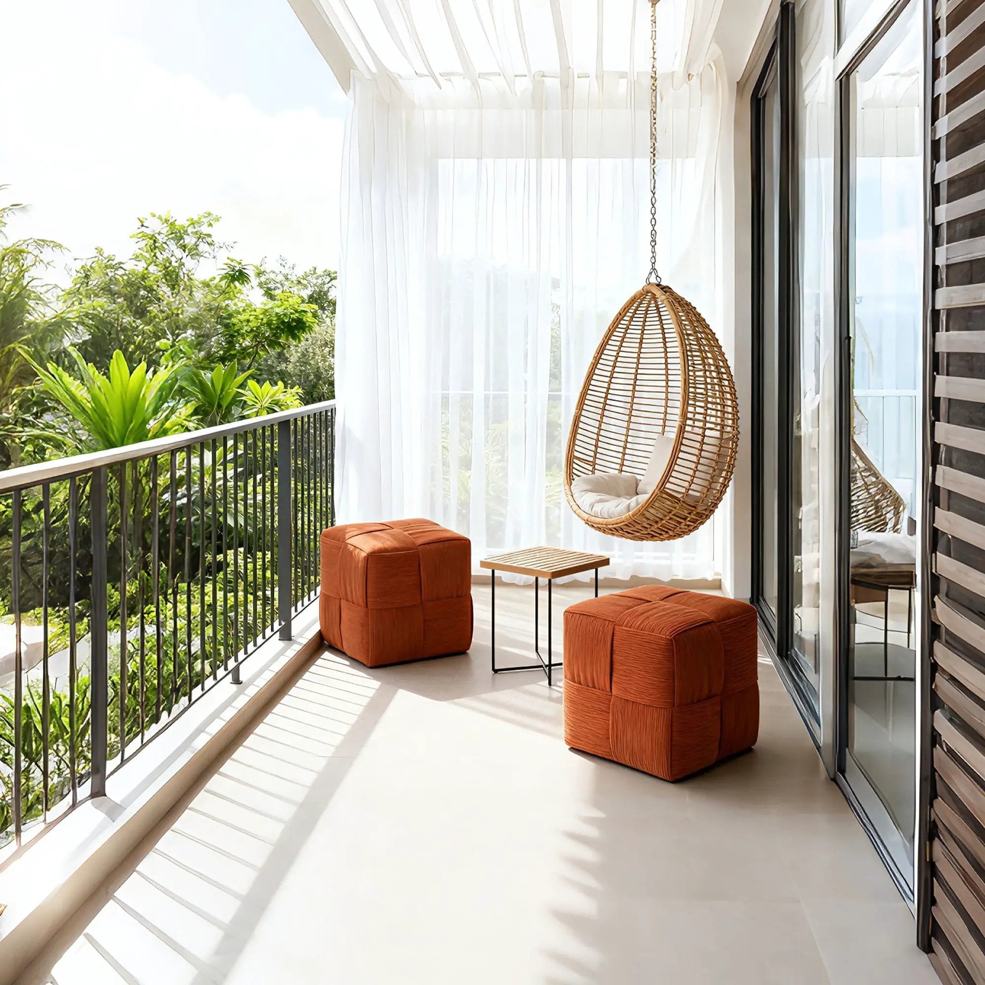 Modern Ottoman Foot Rest With Woven Design by Unique Piece Furniture