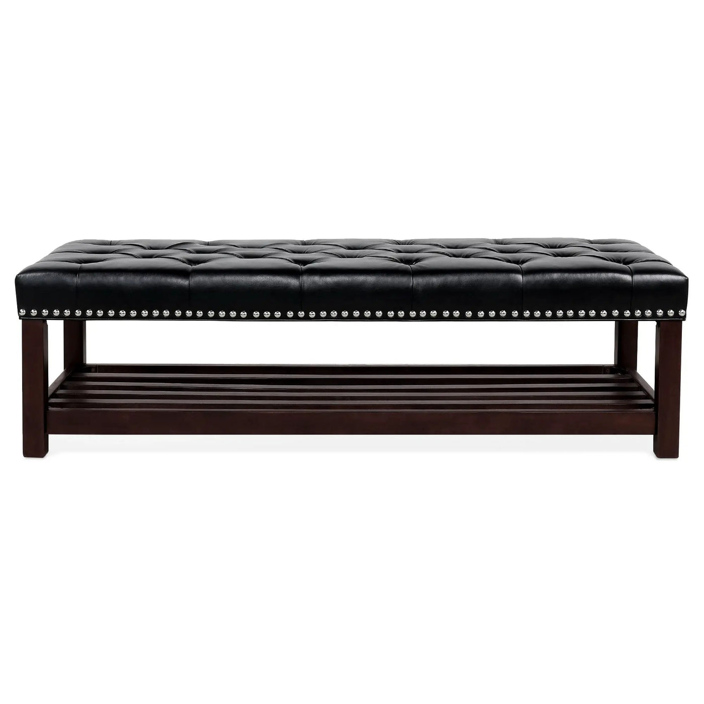 Bedroom End Of Bed Bench Tufted Upholstered End Of Bed Bench End Of Bed Entrance Shoe Bench With Nailhead Trim And Shelf Bedroom Upholstered Bench Living Room Shoe Rack Footstool by Unique Piece Furniture