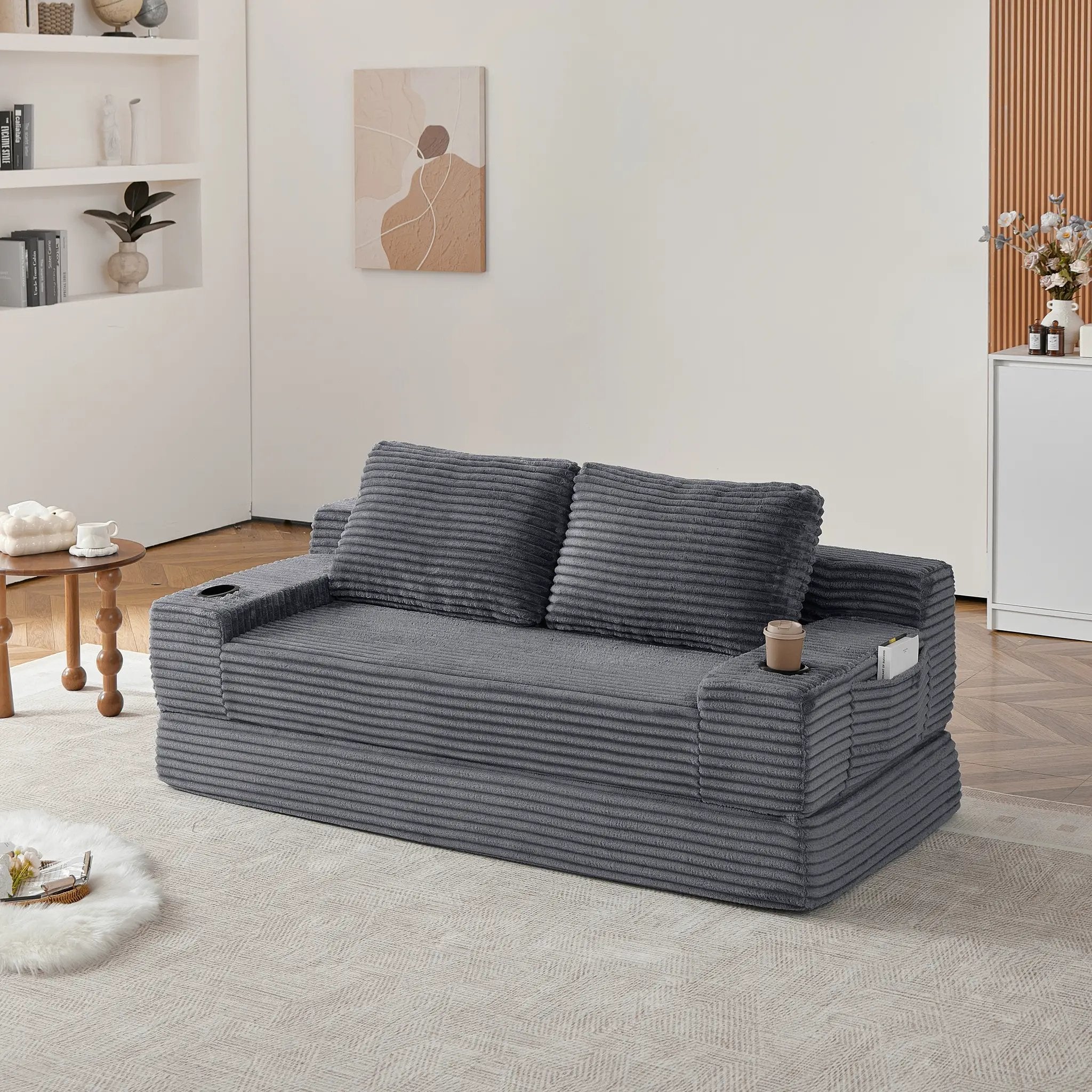 70.8-Inch Corduroy Two-In-One Sofa Bed by HouseOfZazla