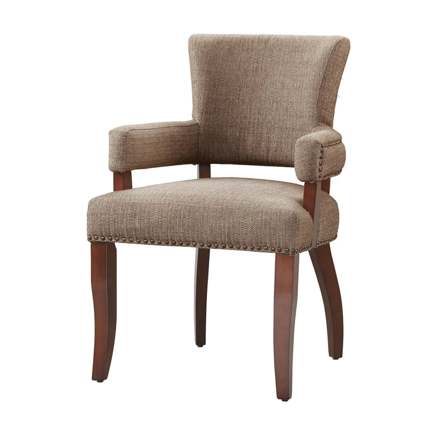 Elegant Arm Dining Chair With Brass Nail Head Detailing by HouseOfZazla