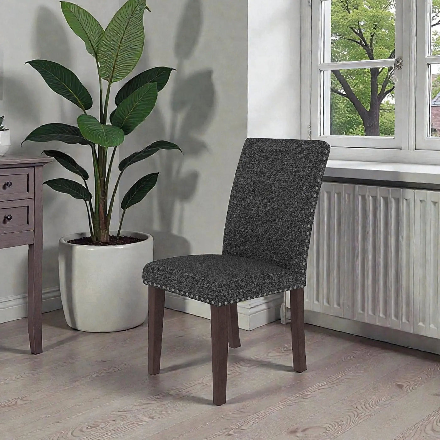 Upholstered Dining Chair With High Back Design (Set of 2) by HouseOfZazla