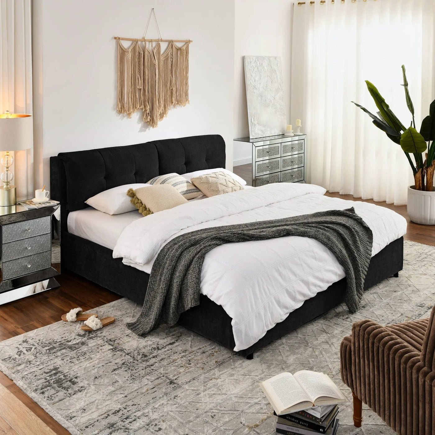 Storage Upholstered Hydraulic Platform Bed With Integrated Headboard by HouseOfZazla