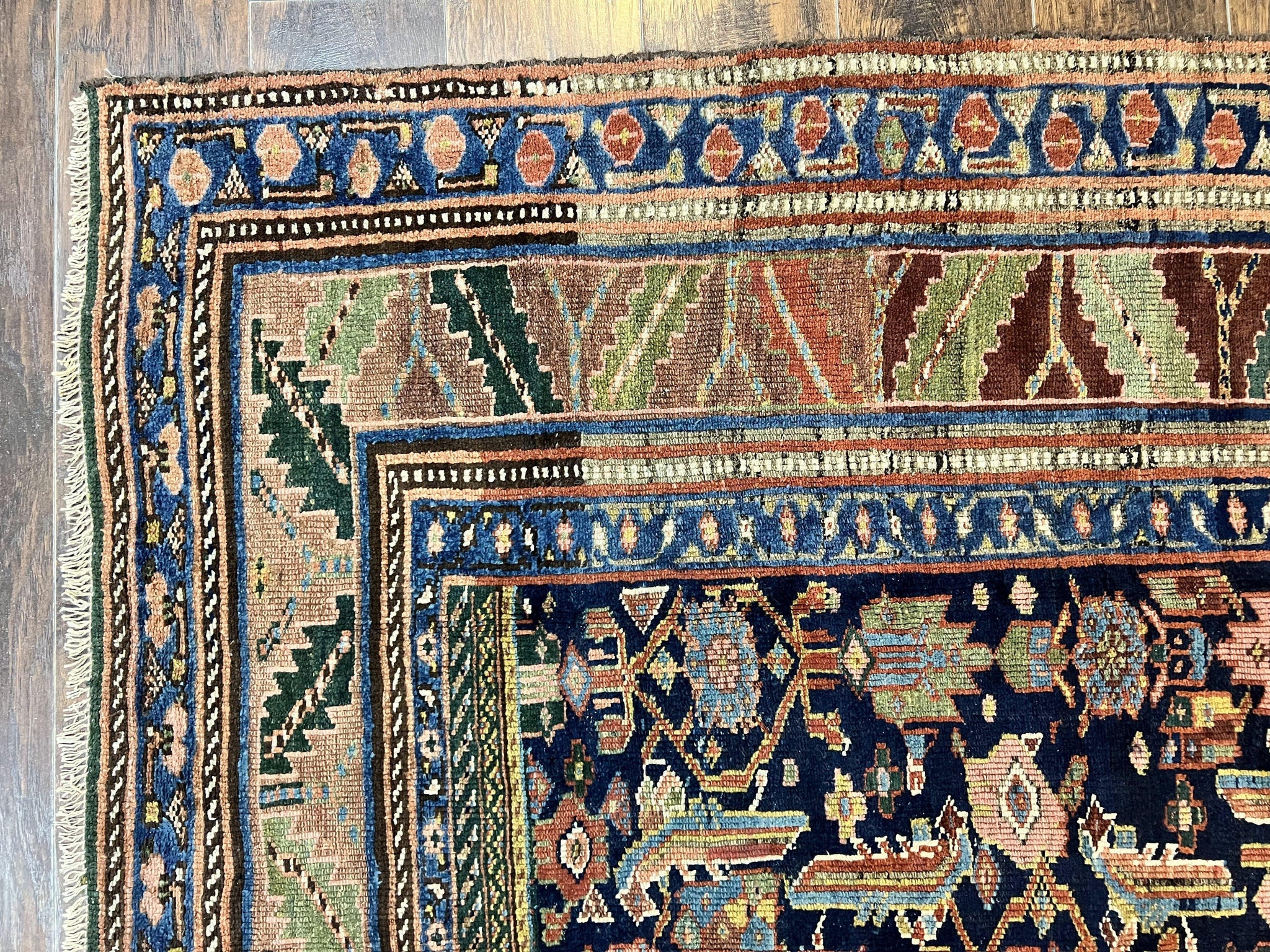 Caucasian Kalegy Rug 6x11, Wide Runner, Wool Hand Knotted Carpet, Navy Blue Tribal Rug, 1920s Antique Rug, 6 x 11 Oriental Carpet by Jewel Rugs