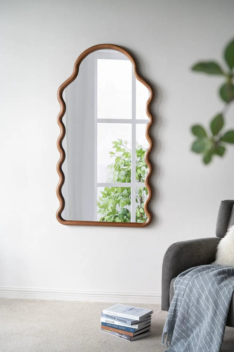 Wood Mirror With Unique Frame - Brown by HouseOfZazla