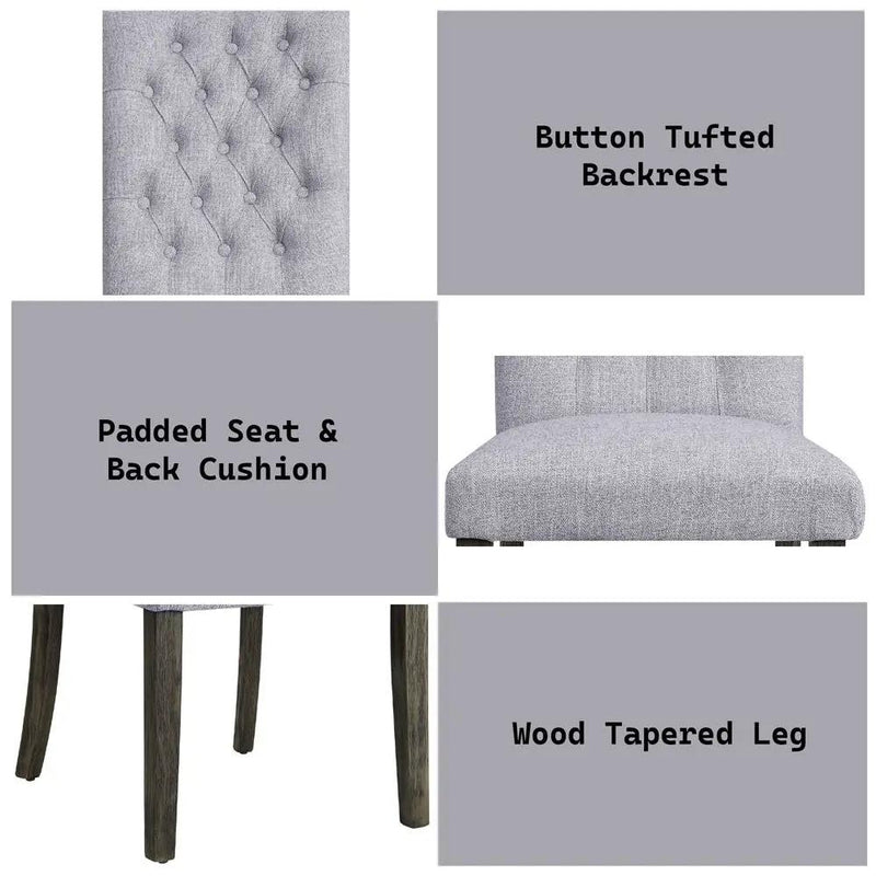Merel - Side Chair (Set of 2) - Gray Linen & Gray Oak by Unique Piece Furniture