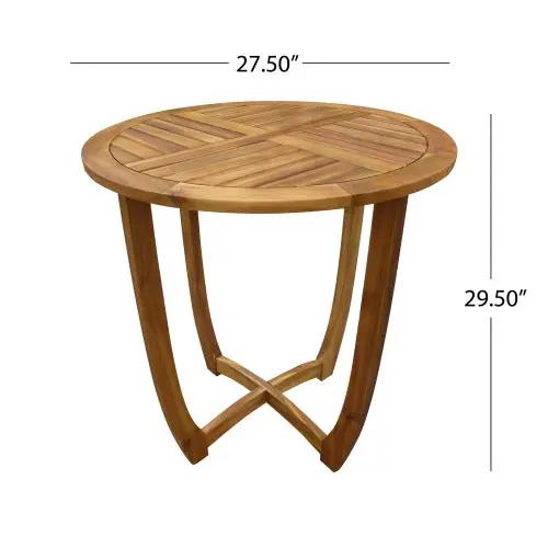 3-Piece Outdoor Dining Set with Teak Finish Acacia Wood Table & Wicker Chairs by HouseOfZazla
