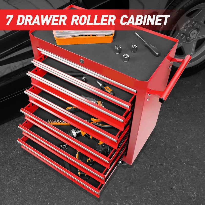 7 Drawer Rolling Tool Chest With Wheels, Multifunctional Tool Box And Storage by HouseOfZazla